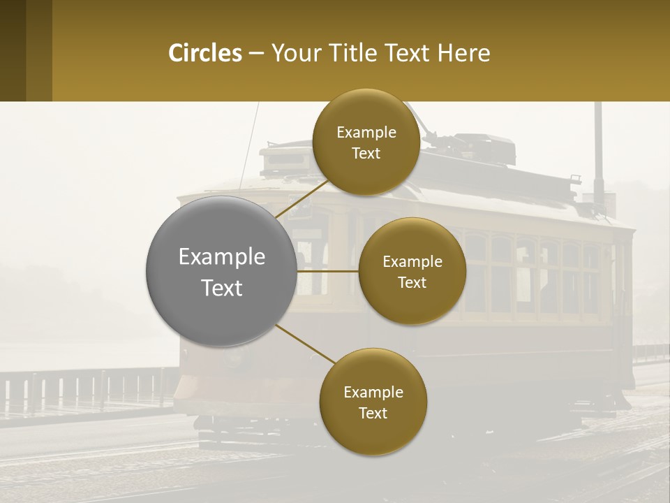 A Yellow Trolley Car On A Train Track PowerPoint Template