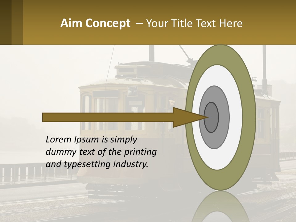 A Yellow Trolley Car On A Train Track PowerPoint Template