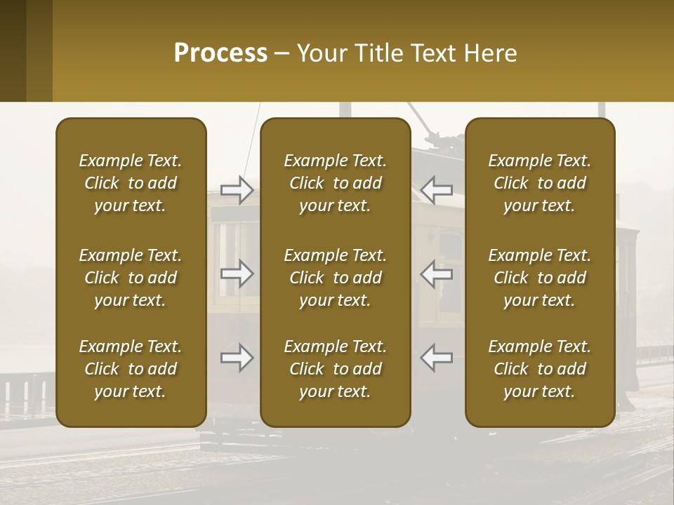 A Yellow Trolley Car On A Train Track PowerPoint Template