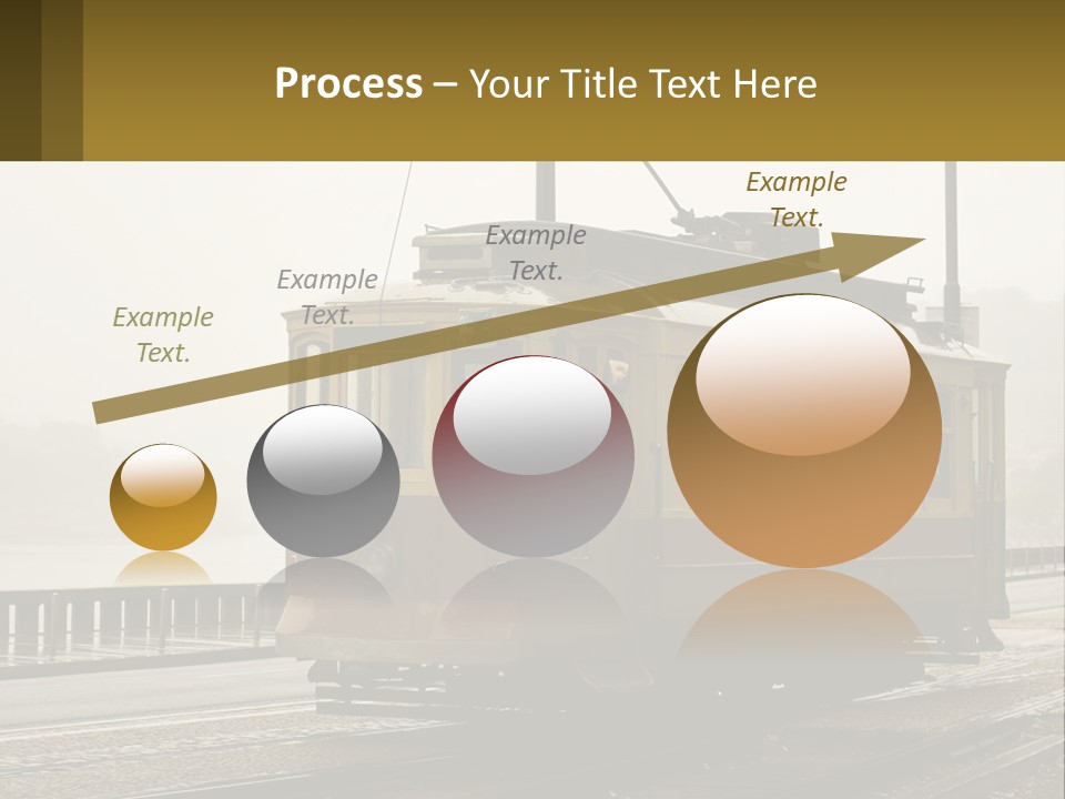 A Yellow Trolley Car On A Train Track PowerPoint Template