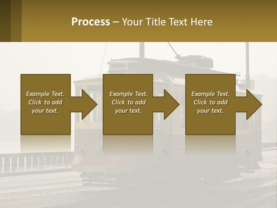 A Yellow Trolley Car On A Train Track PowerPoint Template