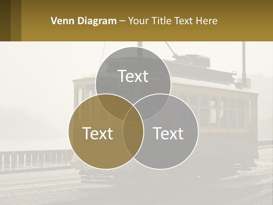 A Yellow Trolley Car On A Train Track PowerPoint Template