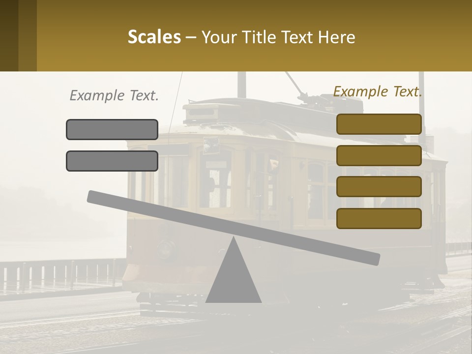 A Yellow Trolley Car On A Train Track PowerPoint Template