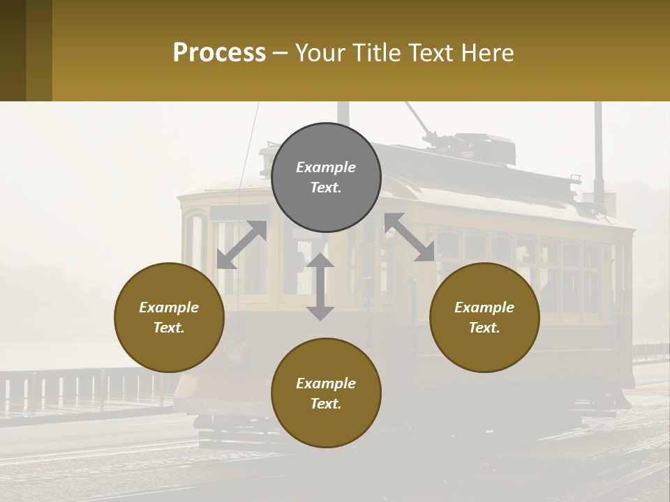 A Yellow Trolley Car On A Train Track PowerPoint Template