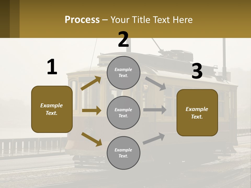 A Yellow Trolley Car On A Train Track PowerPoint Template
