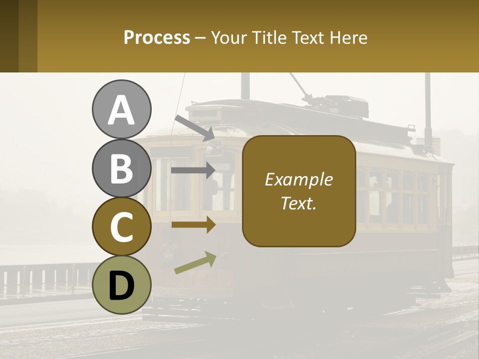 A Yellow Trolley Car On A Train Track PowerPoint Template