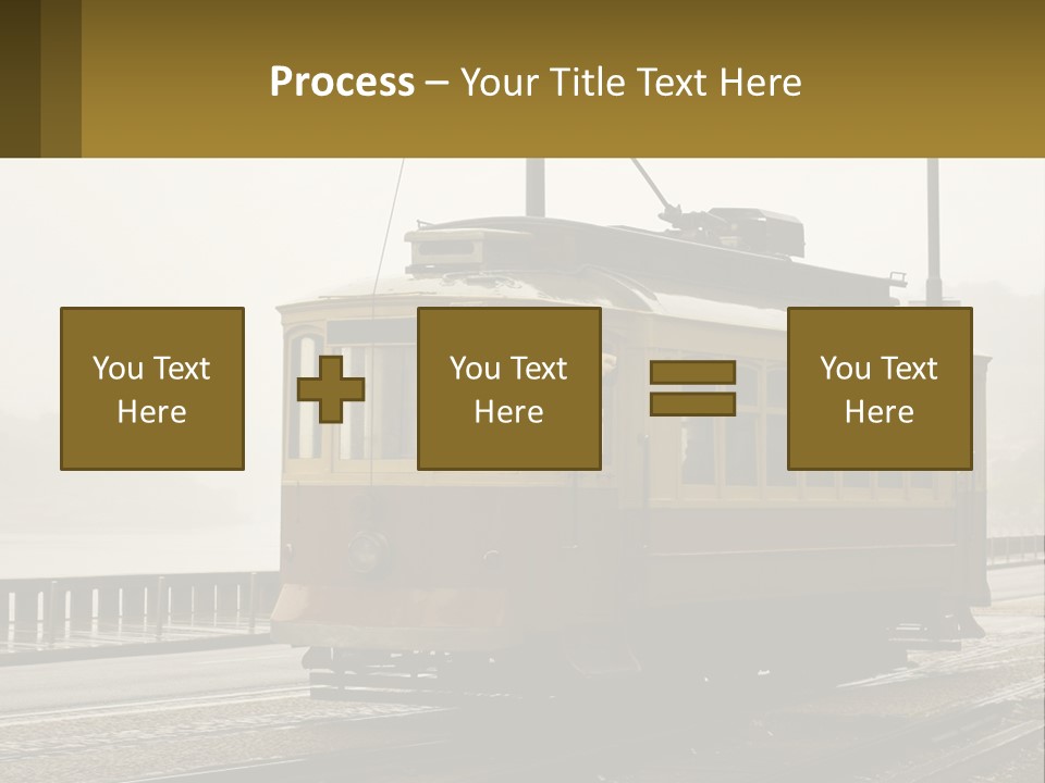 A Yellow Trolley Car On A Train Track PowerPoint Template