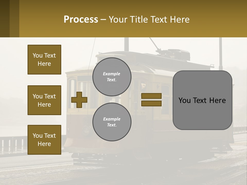 A Yellow Trolley Car On A Train Track PowerPoint Template