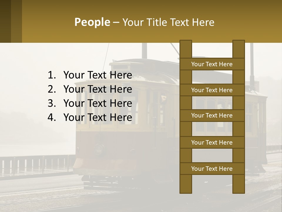 A Yellow Trolley Car On A Train Track PowerPoint Template