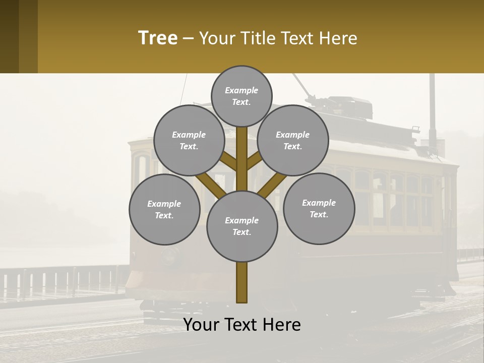 A Yellow Trolley Car On A Train Track PowerPoint Template