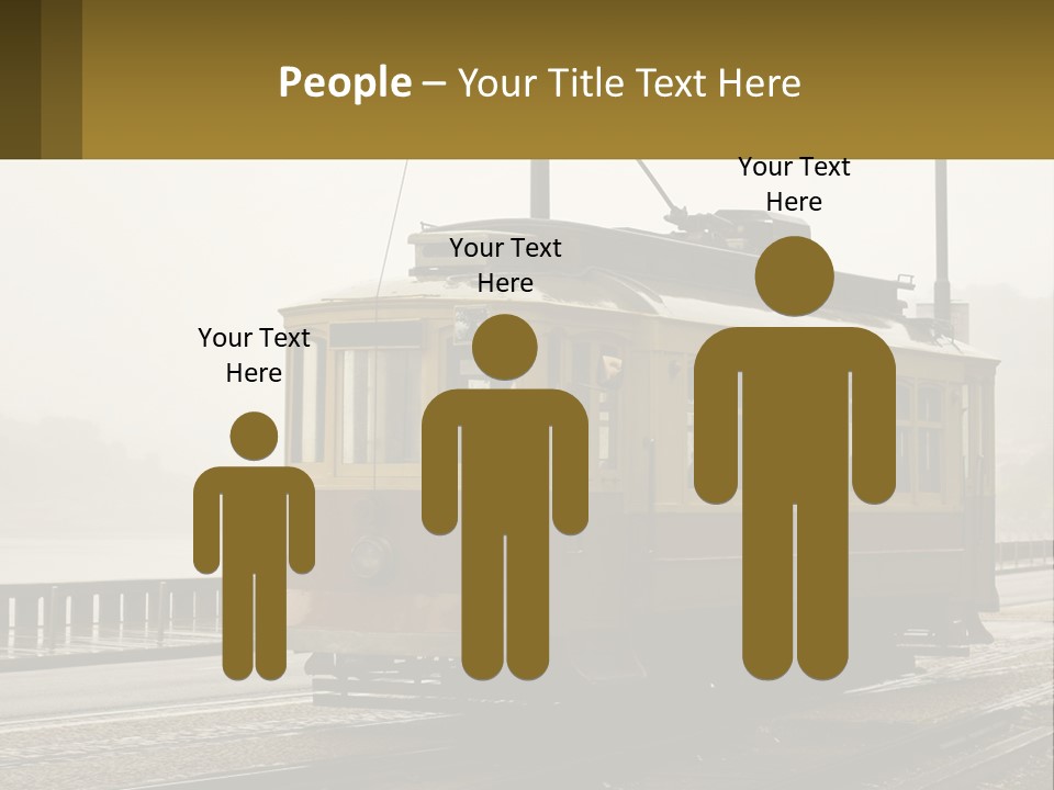 A Yellow Trolley Car On A Train Track PowerPoint Template