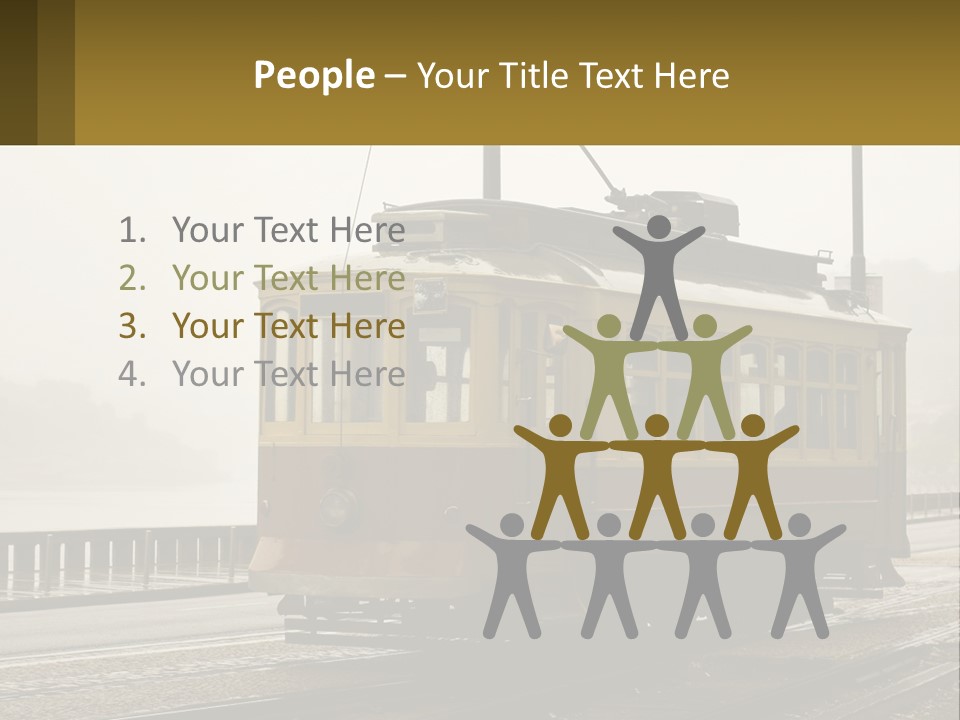 A Yellow Trolley Car On A Train Track PowerPoint Template