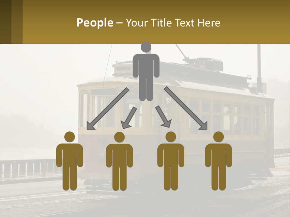 A Yellow Trolley Car On A Train Track PowerPoint Template