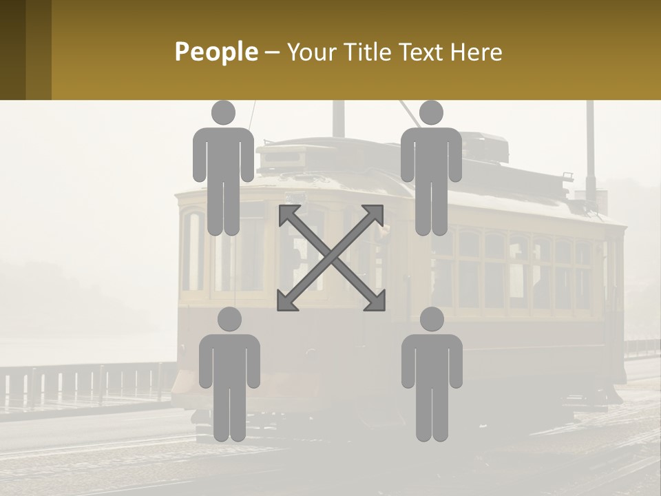 A Yellow Trolley Car On A Train Track PowerPoint Template