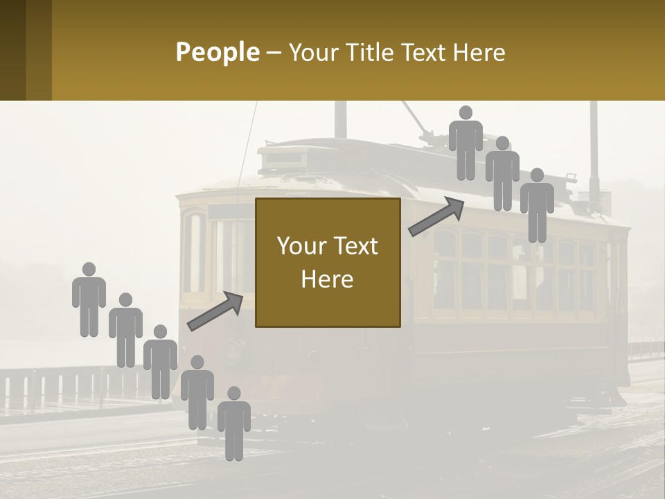 A Yellow Trolley Car On A Train Track PowerPoint Template