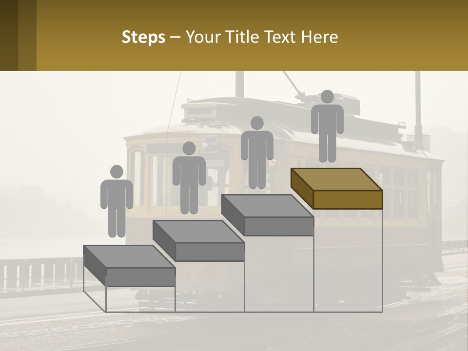 A Yellow Trolley Car On A Train Track PowerPoint Template