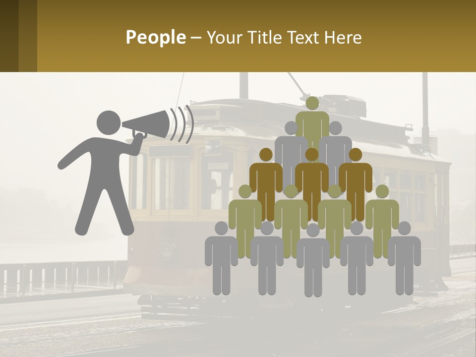 A Yellow Trolley Car On A Train Track PowerPoint Template