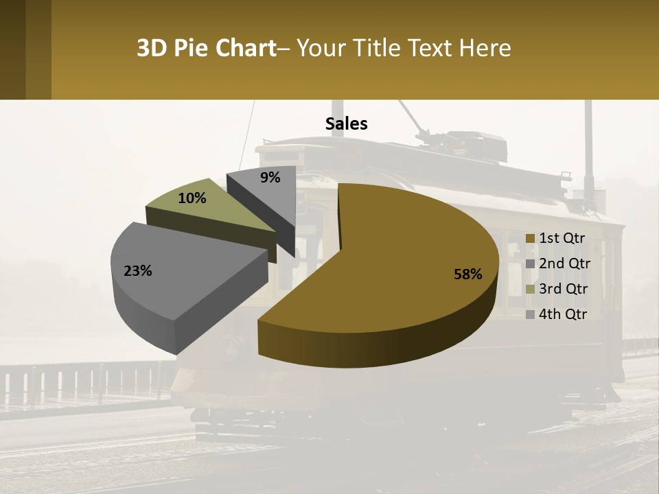 A Yellow Trolley Car On A Train Track PowerPoint Template