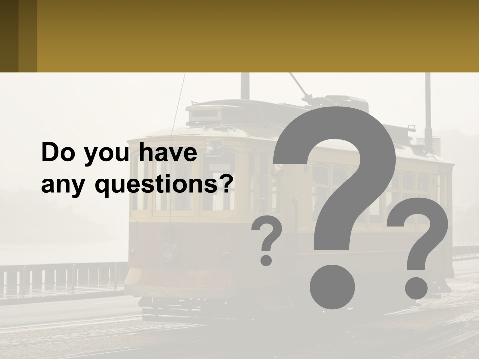 A Yellow Trolley Car On A Train Track PowerPoint Template
