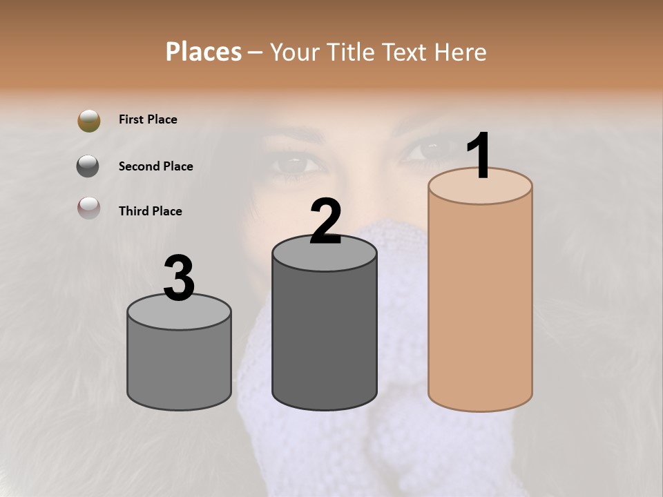 A Woman Wearing A Purple Mitt And A Fur Coat PowerPoint Template