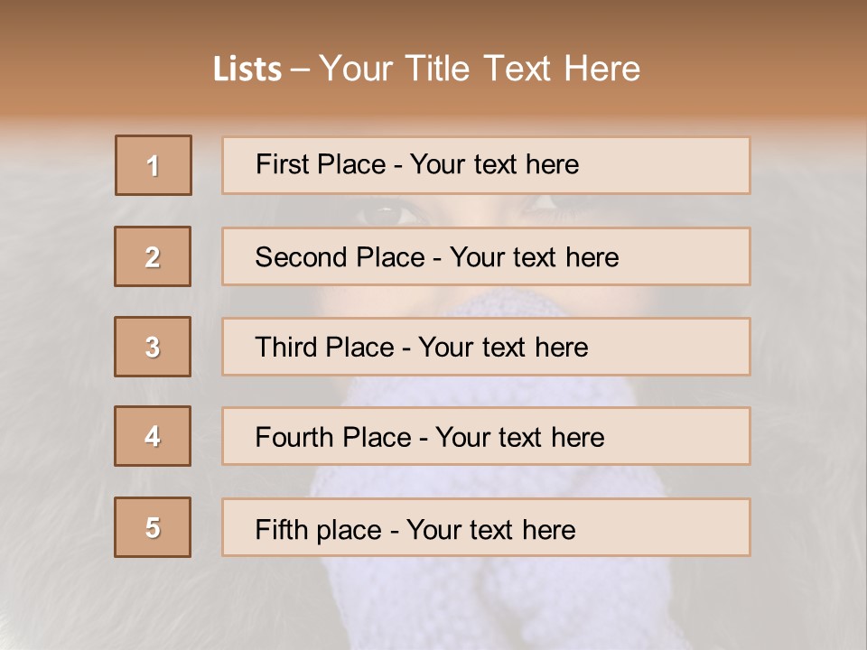 A Woman Wearing A Purple Mitt And A Fur Coat PowerPoint Template