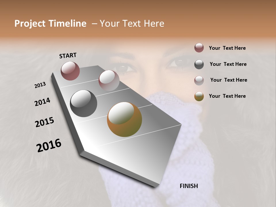 A Woman Wearing A Purple Mitt And A Fur Coat PowerPoint Template