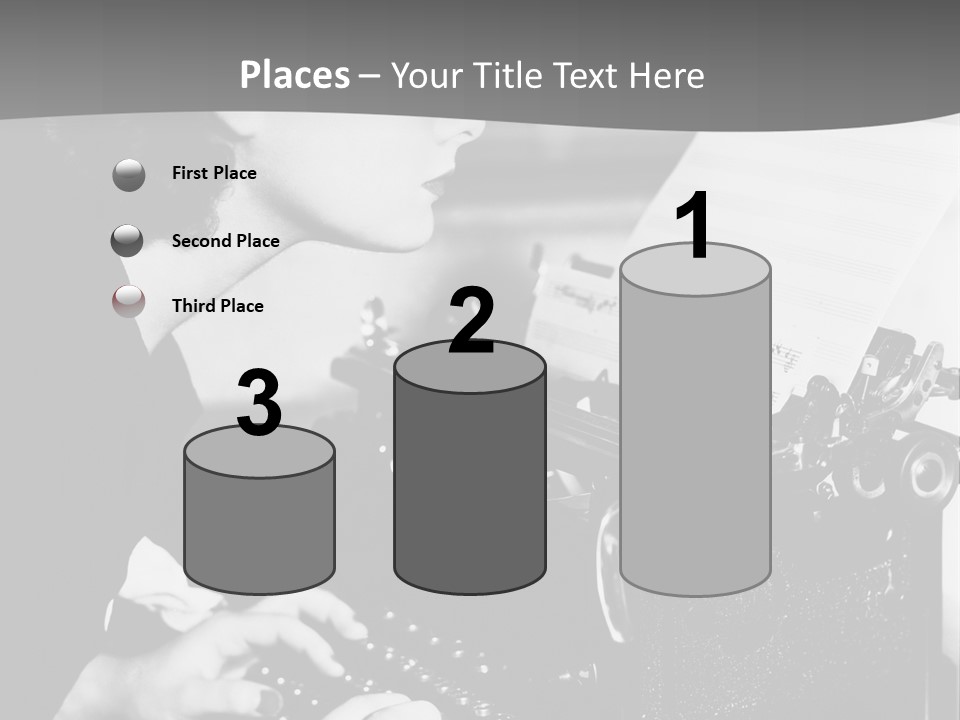 A Woman Typing On An Old Typewriter PowerPoint Template