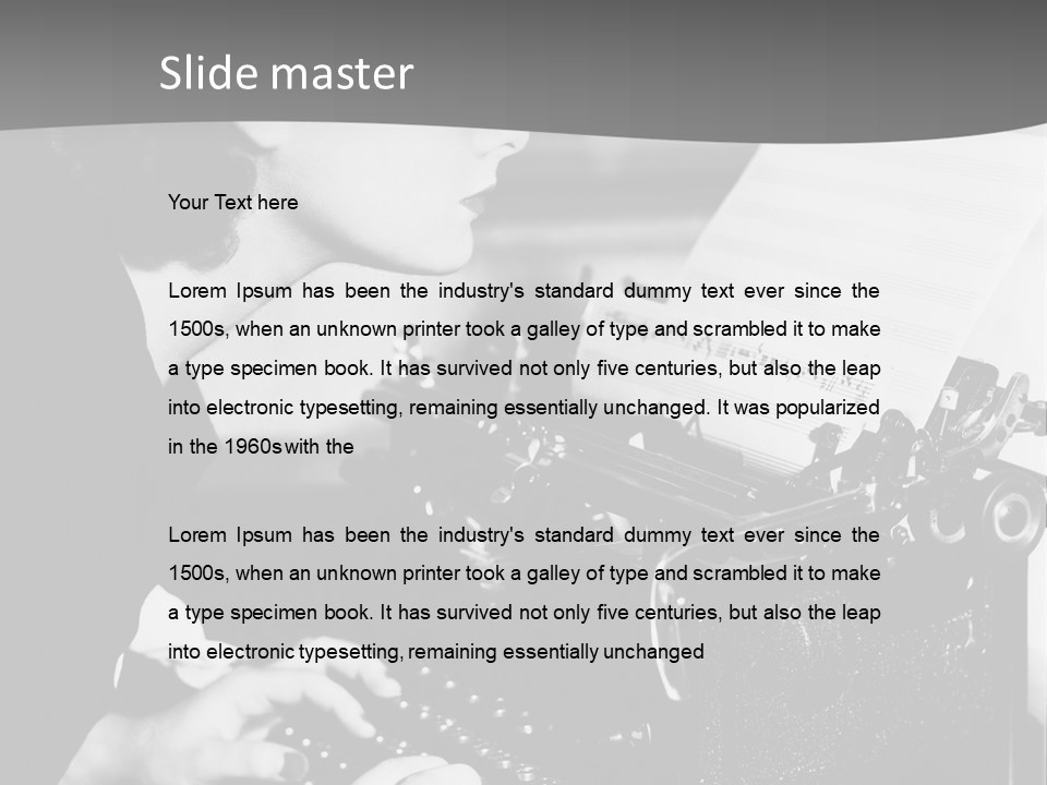 A Woman Typing On An Old Typewriter PowerPoint Template