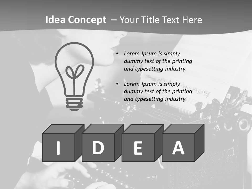 A Woman Typing On An Old Typewriter PowerPoint Template