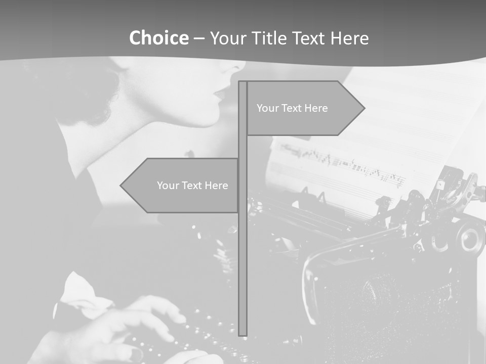 A Woman Typing On An Old Typewriter PowerPoint Template