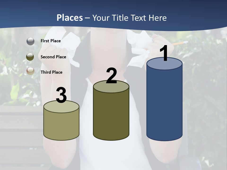 A Woman Sitting On A Bench Holding A Piece Of Paper PowerPoint Template