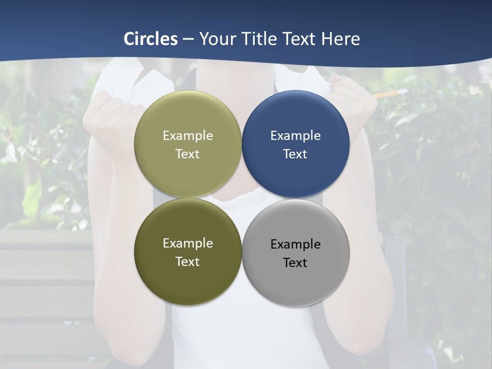 A Woman Sitting On A Bench Holding A Piece Of Paper PowerPoint Template