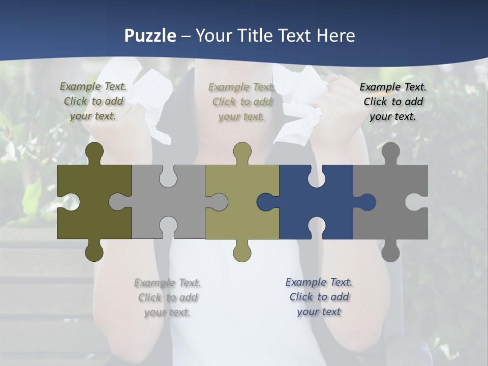 A Woman Sitting On A Bench Holding A Piece Of Paper PowerPoint Template