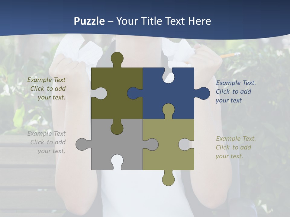 A Woman Sitting On A Bench Holding A Piece Of Paper PowerPoint Template