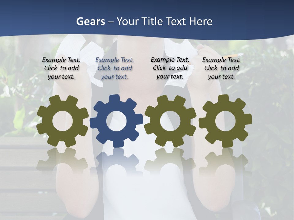 A Woman Sitting On A Bench Holding A Piece Of Paper PowerPoint Template