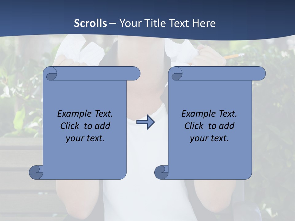 A Woman Sitting On A Bench Holding A Piece Of Paper PowerPoint Template