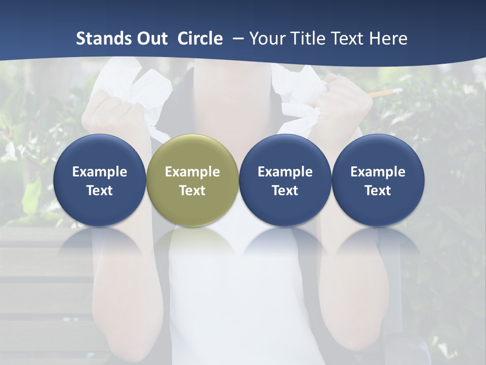 A Woman Sitting On A Bench Holding A Piece Of Paper PowerPoint Template