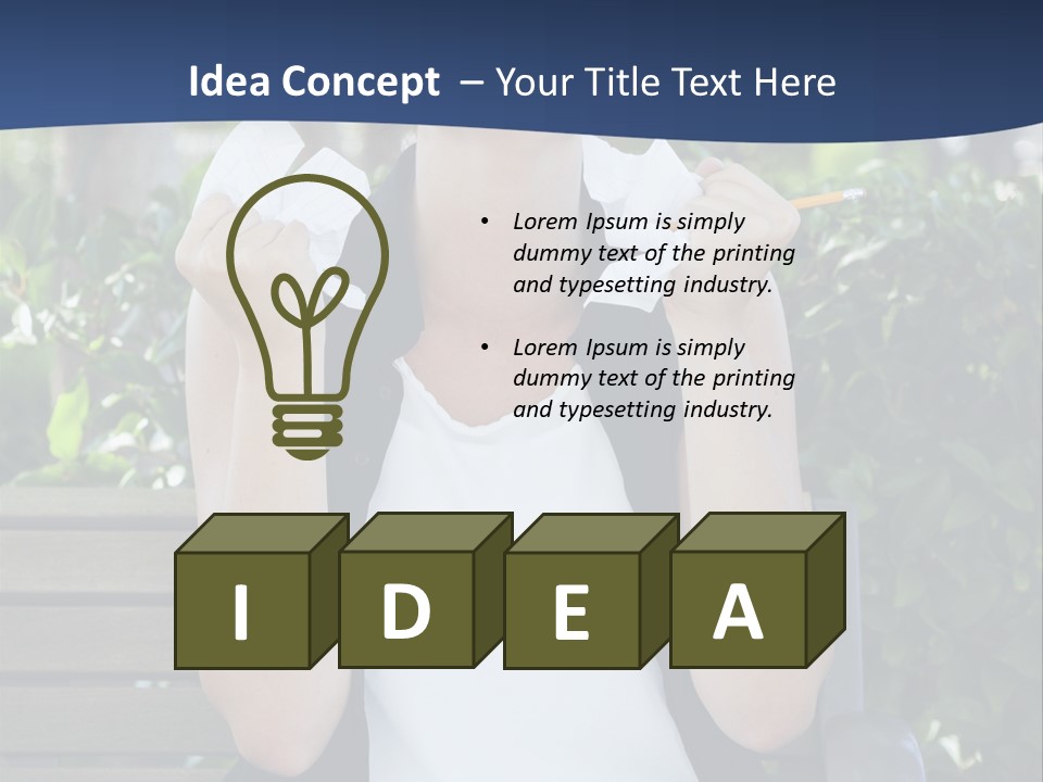 A Woman Sitting On A Bench Holding A Piece Of Paper PowerPoint Template