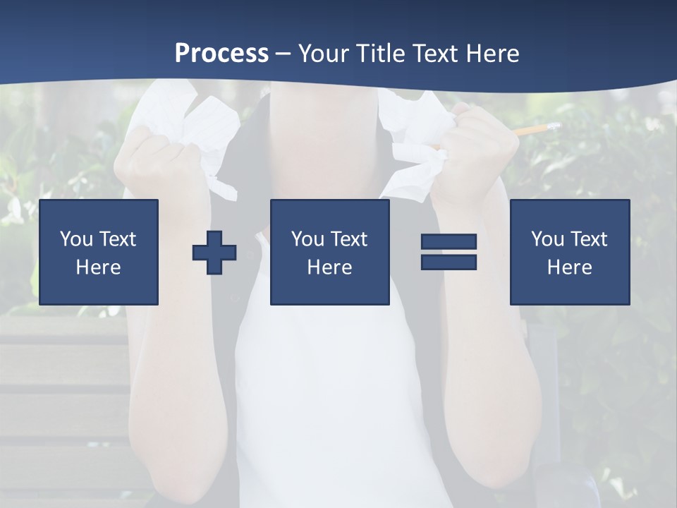 A Woman Sitting On A Bench Holding A Piece Of Paper PowerPoint Template