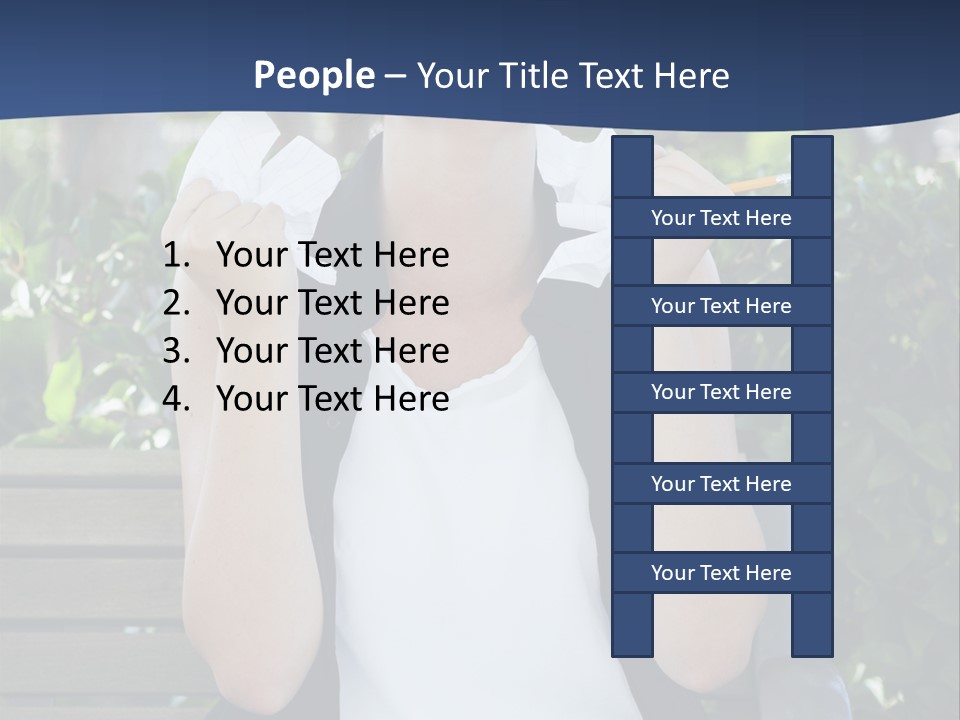 A Woman Sitting On A Bench Holding A Piece Of Paper PowerPoint Template