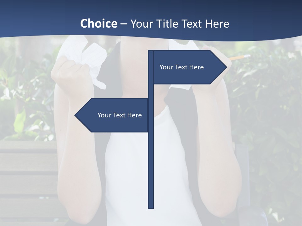 A Woman Sitting On A Bench Holding A Piece Of Paper PowerPoint Template