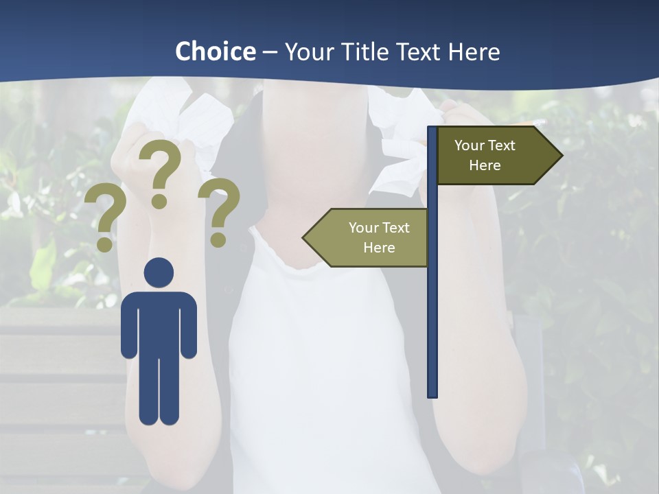 A Woman Sitting On A Bench Holding A Piece Of Paper PowerPoint Template