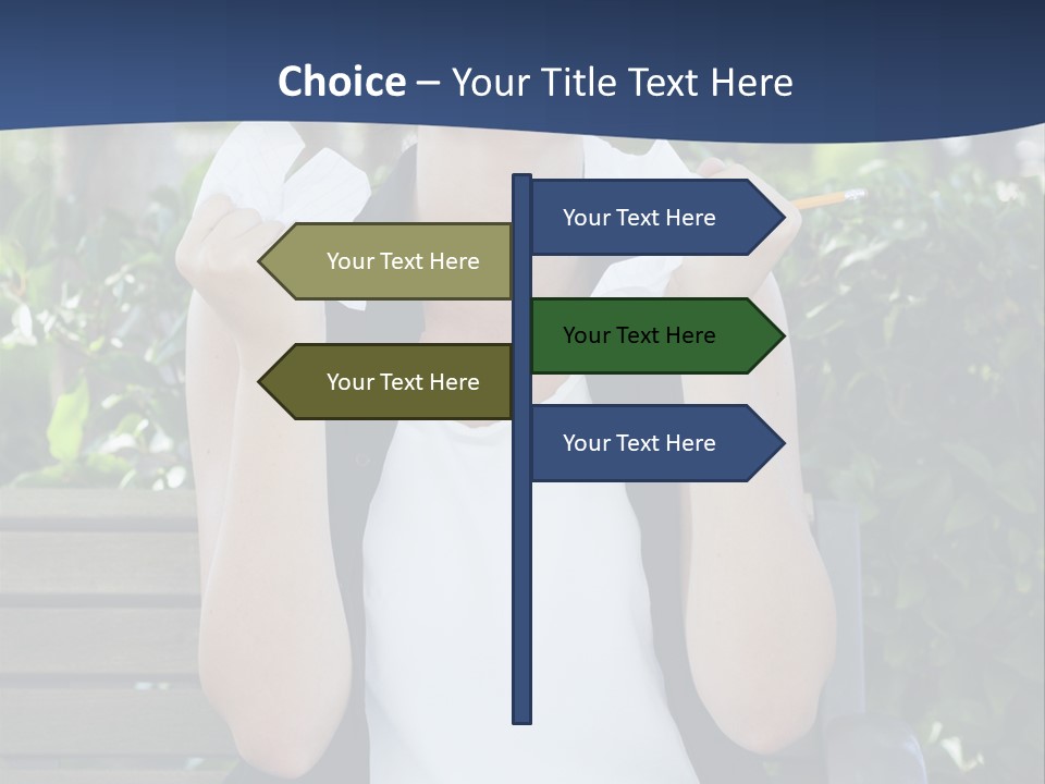 A Woman Sitting On A Bench Holding A Piece Of Paper PowerPoint Template