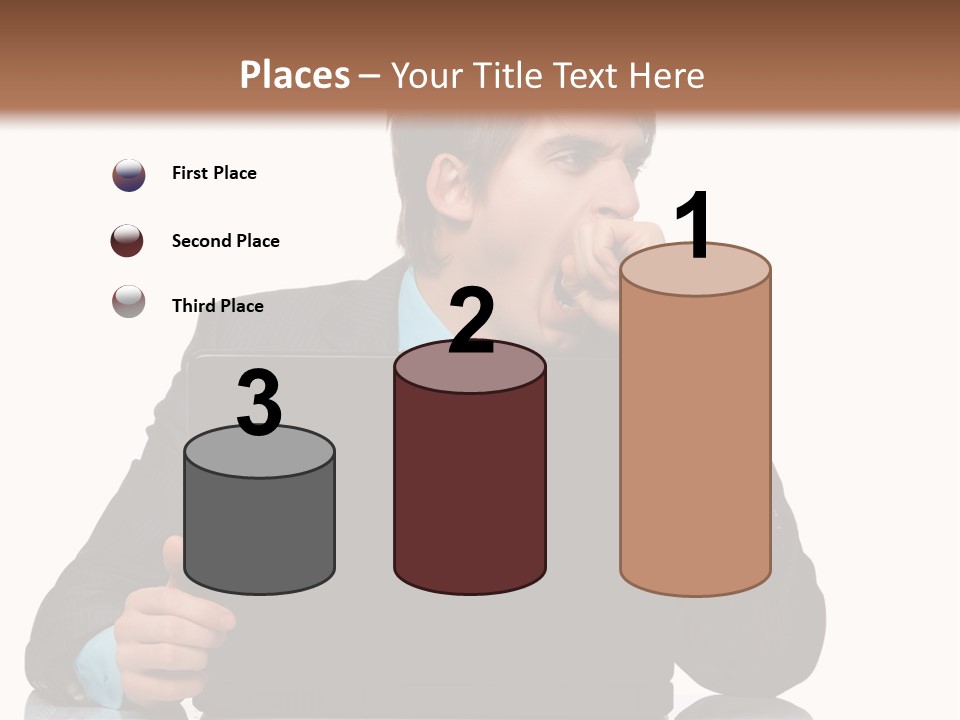 A Man In A Suit Is Using A Laptop PowerPoint Template