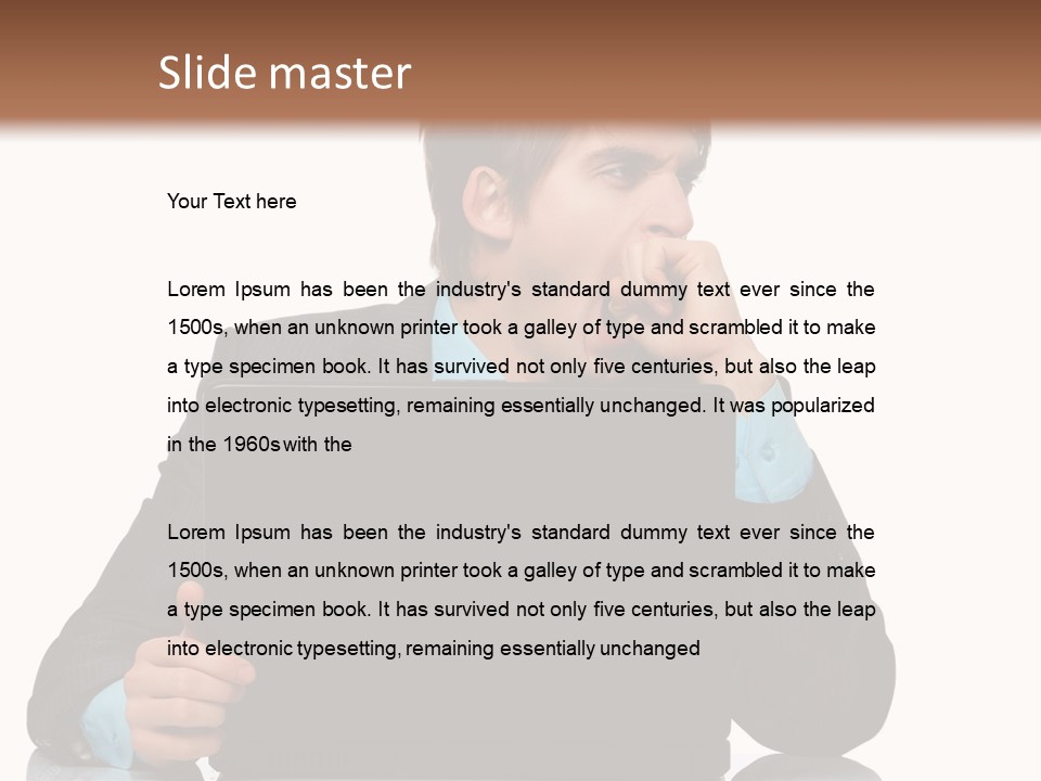 A Man In A Suit Is Using A Laptop PowerPoint Template