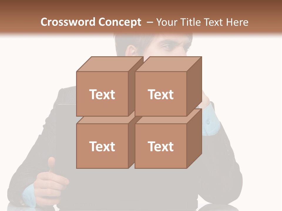 A Man In A Suit Is Using A Laptop PowerPoint Template