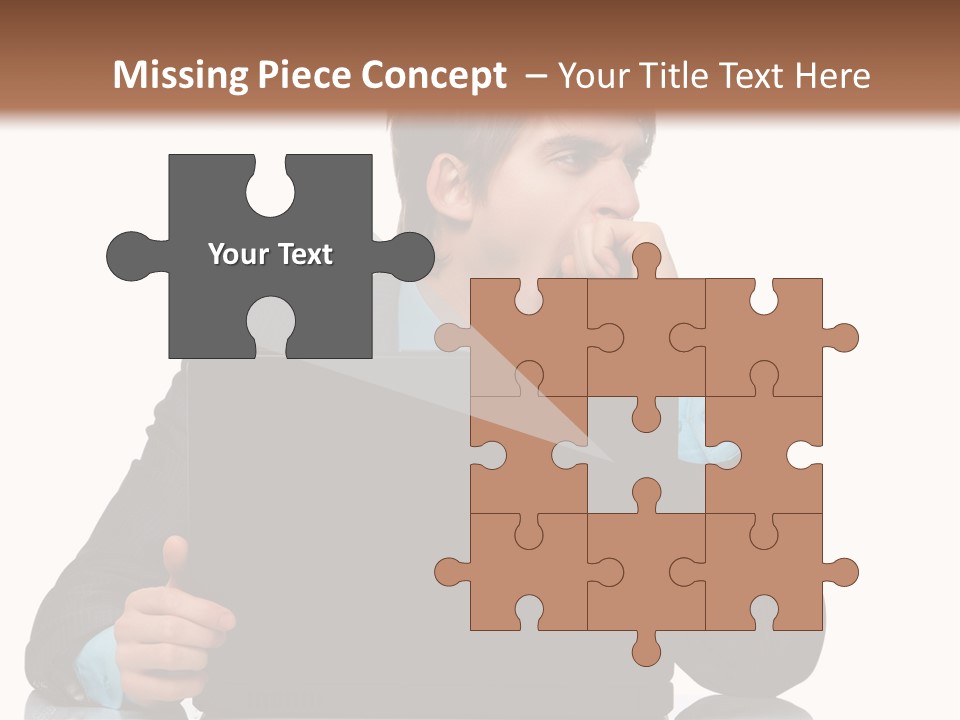 A Man In A Suit Is Using A Laptop PowerPoint Template