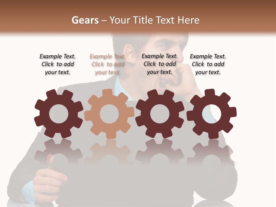 A Man In A Suit Is Using A Laptop PowerPoint Template