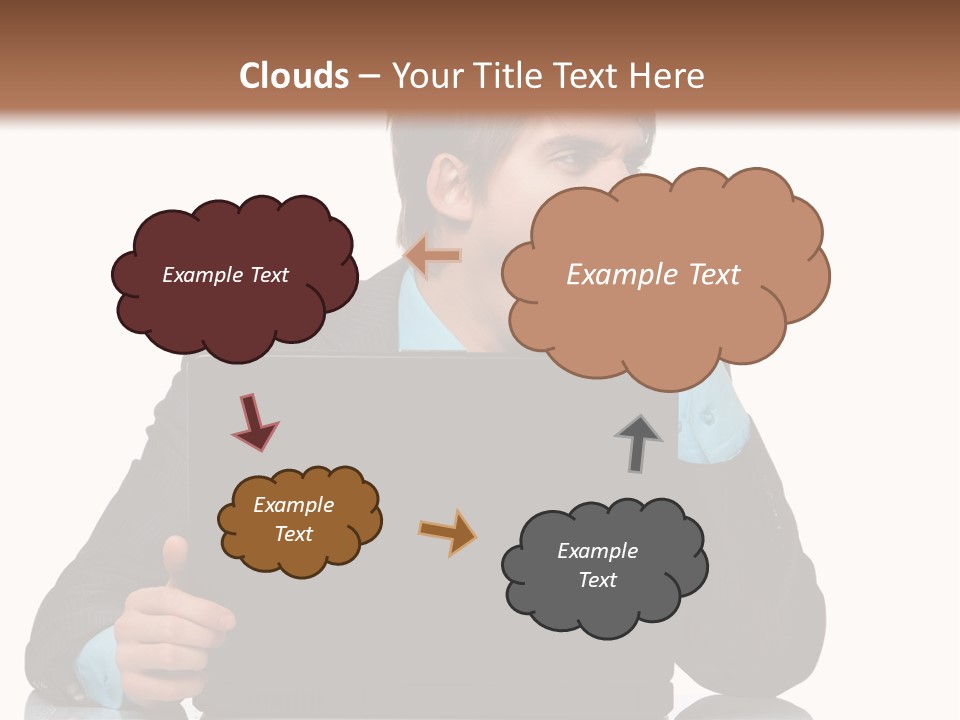 A Man In A Suit Is Using A Laptop PowerPoint Template