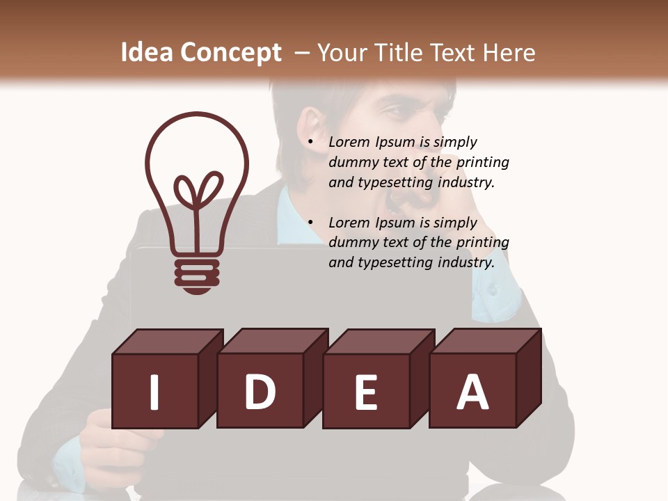 A Man In A Suit Is Using A Laptop PowerPoint Template